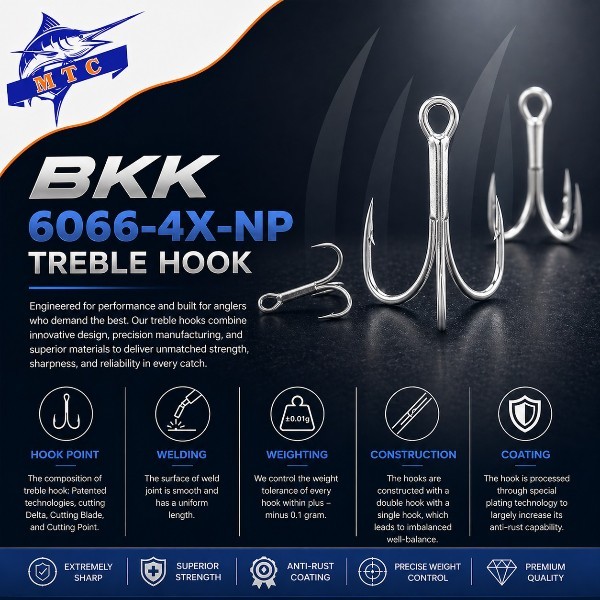 BKK 6066-4X-NP Treble Hook