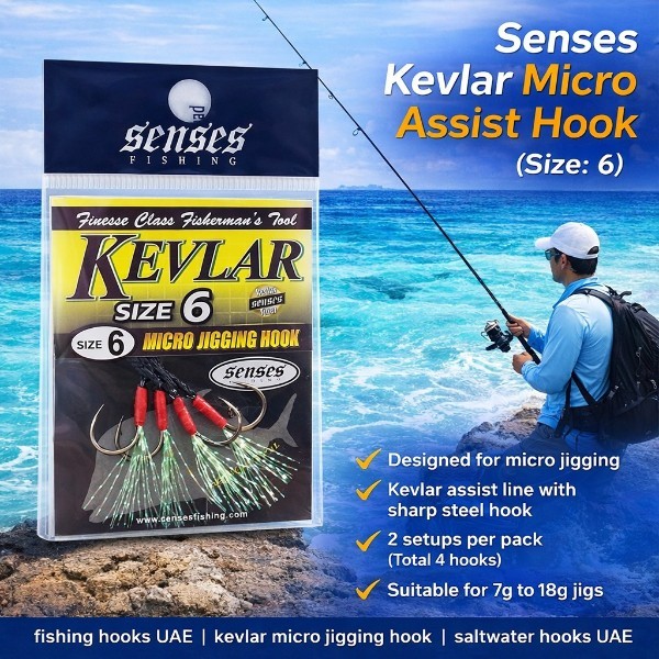 Senses Kevlar Micro Assist Hook – Micro Jigging Hook Size 6